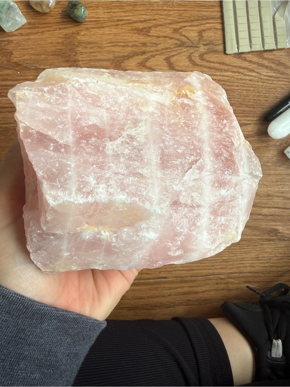 HUGE chunk of raw rose quartz - crystals